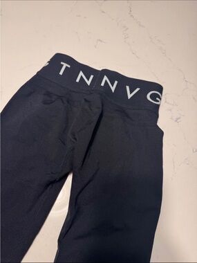 NVGTN Black Leggings with White Branded Waistband